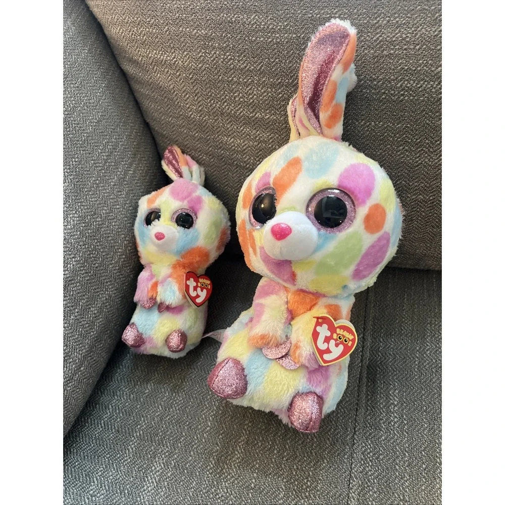 TY Beanie Babies Boos Bunny Rabbit Bloomy Plush Stuffed Animal Medium And Small